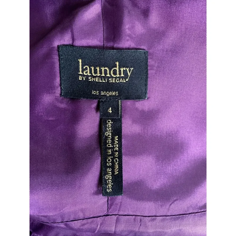 Laundry by Shelli Segal Dress Purple Silver Tapestry Sparkle Size 4 - Picture 7 of 15